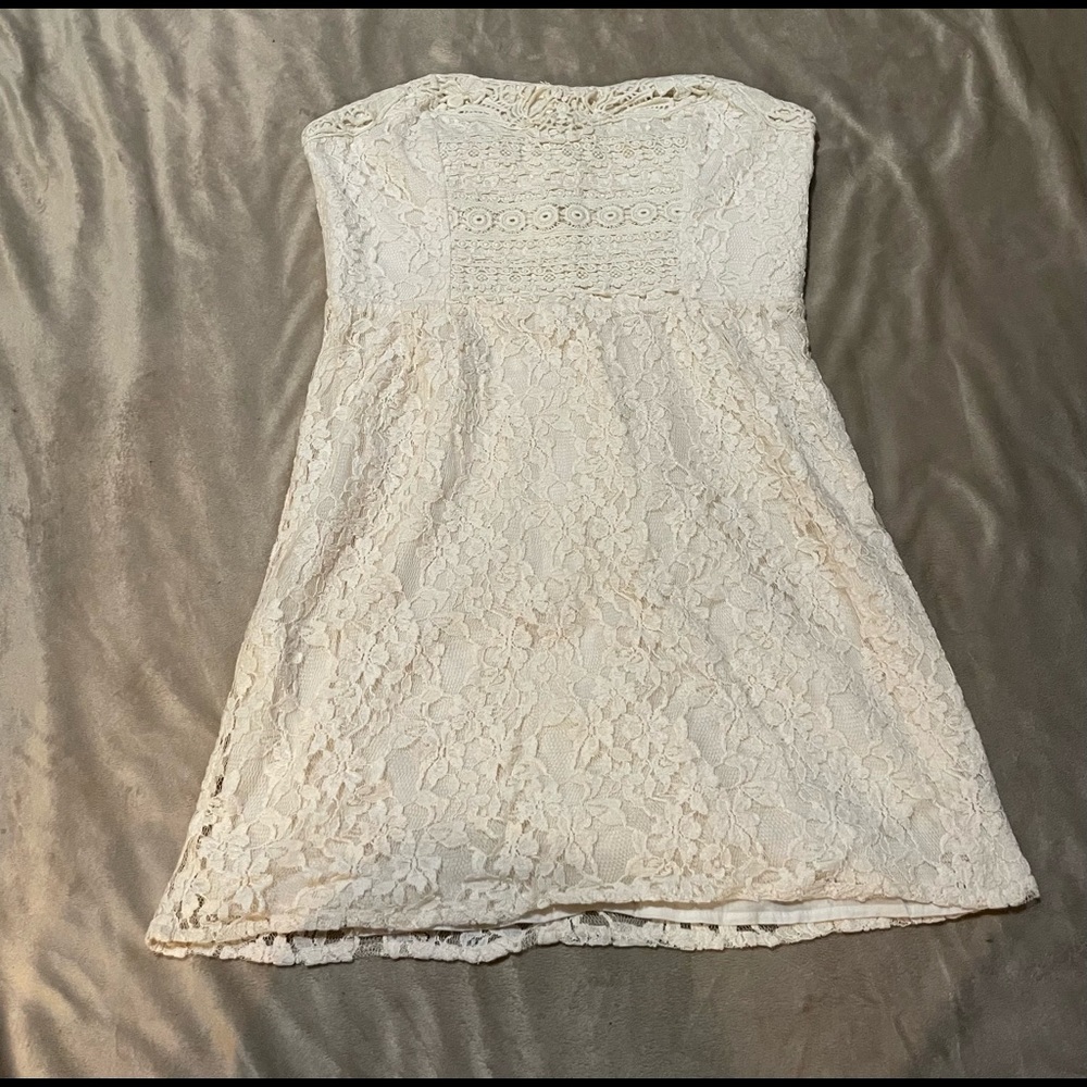 Free People Strapless Mini Lace Dress
